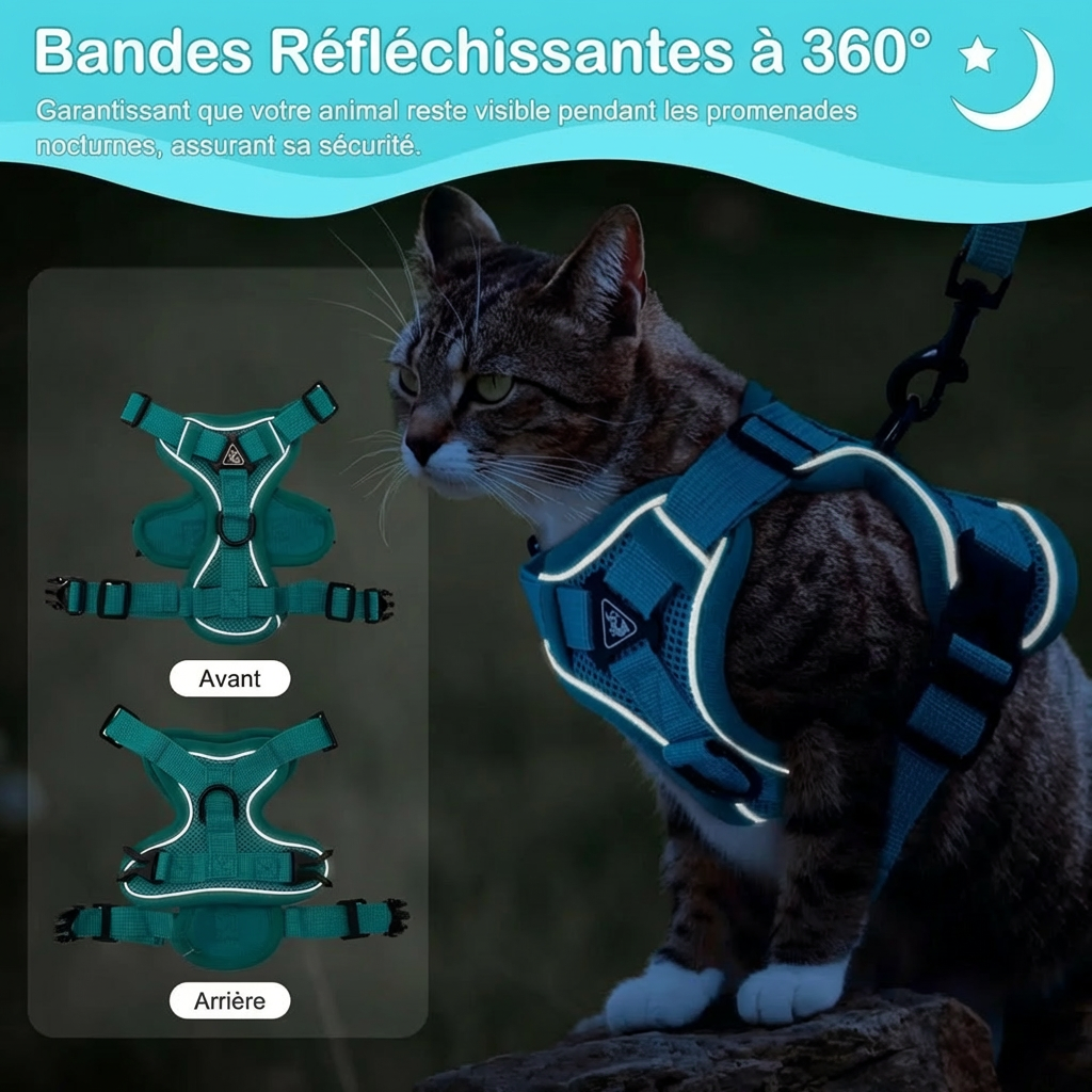 Harnais Chat Réfléchissant